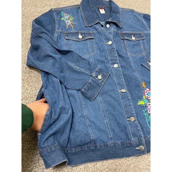 VTG Tudor Court Women's Denim Embroidered Floral Lagenlook Western Jacket 3X - Picture 10 of 12